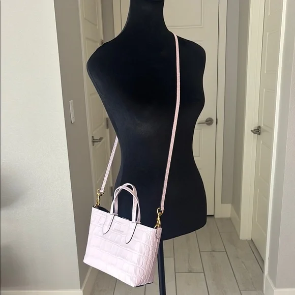 Authentic Alexander McQueen Croc-Embossed Leather Mini Satchel Rare Light Pink - Picture 14 of 17